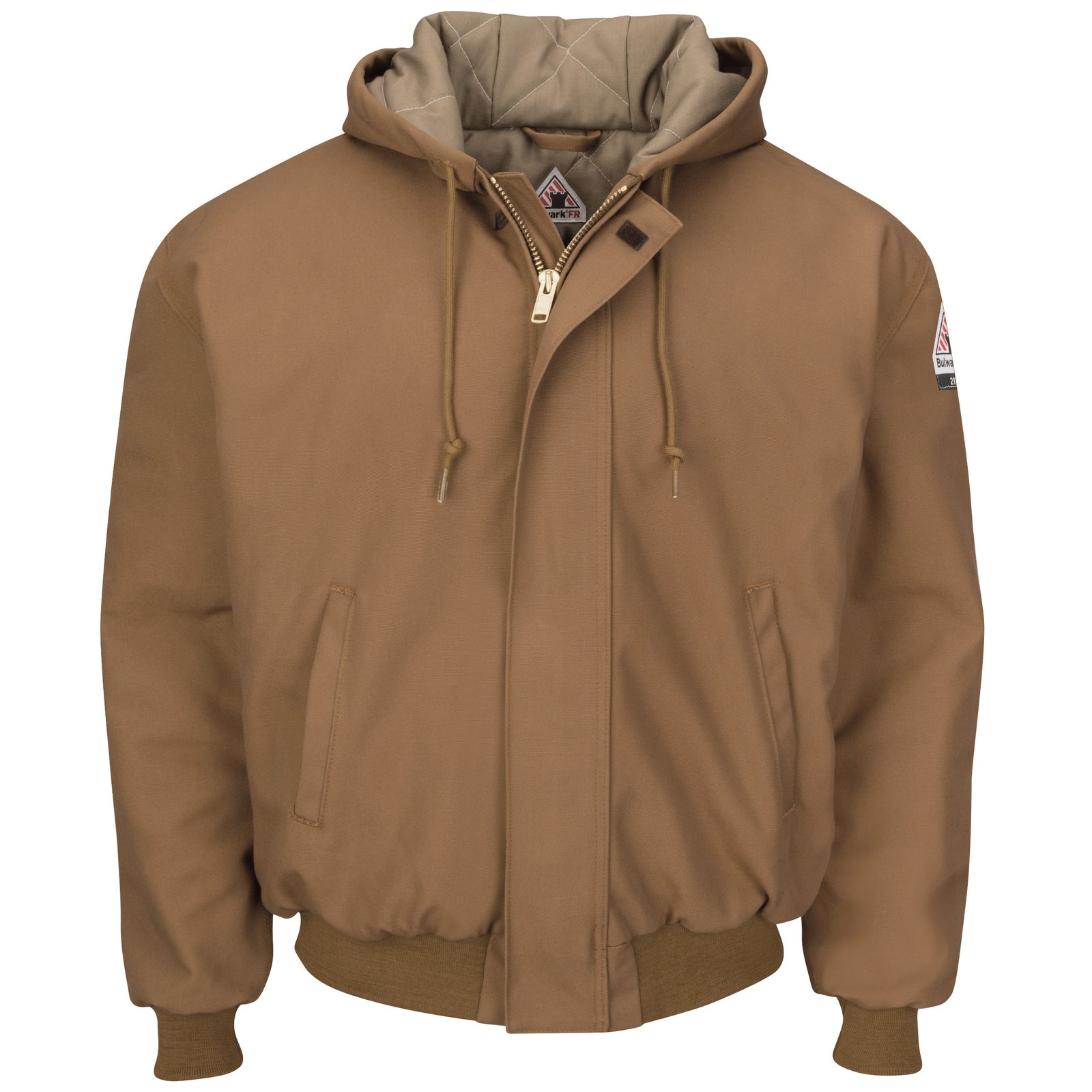 Men's Heavyweight FR Insulated Brown Duck Hooded Jacket - Image 2