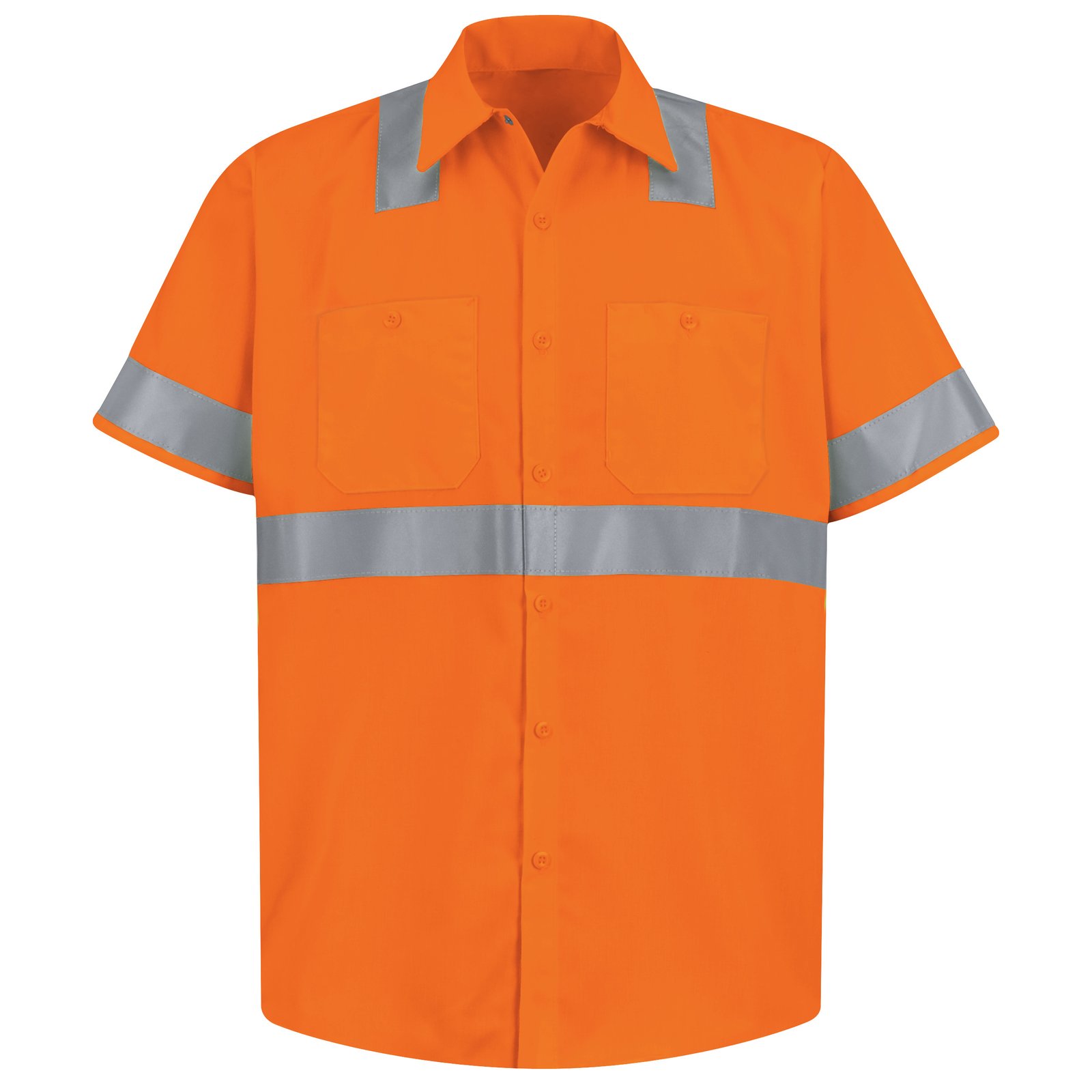 Men's Hi-Visibility Orange Short Sleeve Work Shirt - Type R, Class 2 - Image 2
