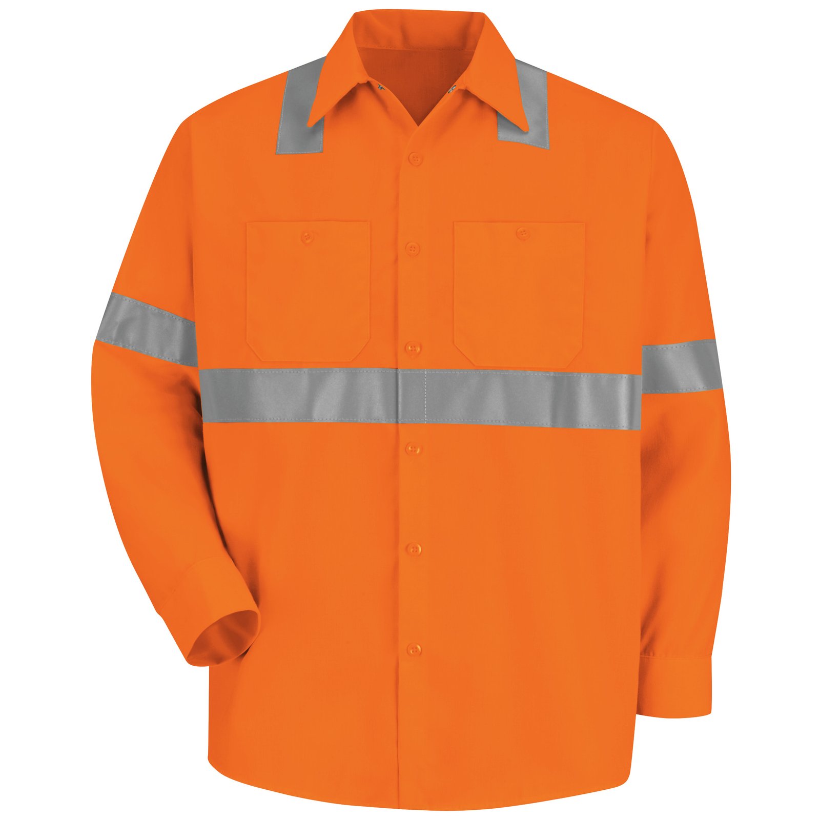 Men's Hi-Visibility Orange Long Sleeve Work Shirt - Type R, Class 2 - Image 2