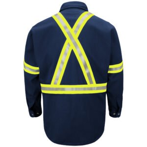 Men's Midweight FR Enhanced Visibility Uniform Shirt with Reflective Trim
