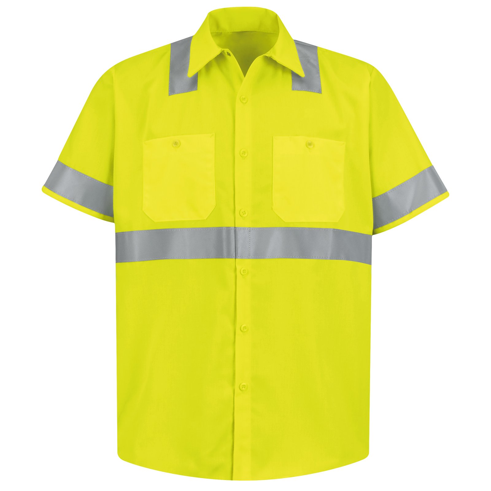 Men's Hi-Visibility Yellow Short Sleeve Work Shirt - Type R, Class 2 - Image 2