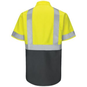 Men's High Visibility Short Sleeve Color Block Ripstop Work Shirt - Type R, Class 2