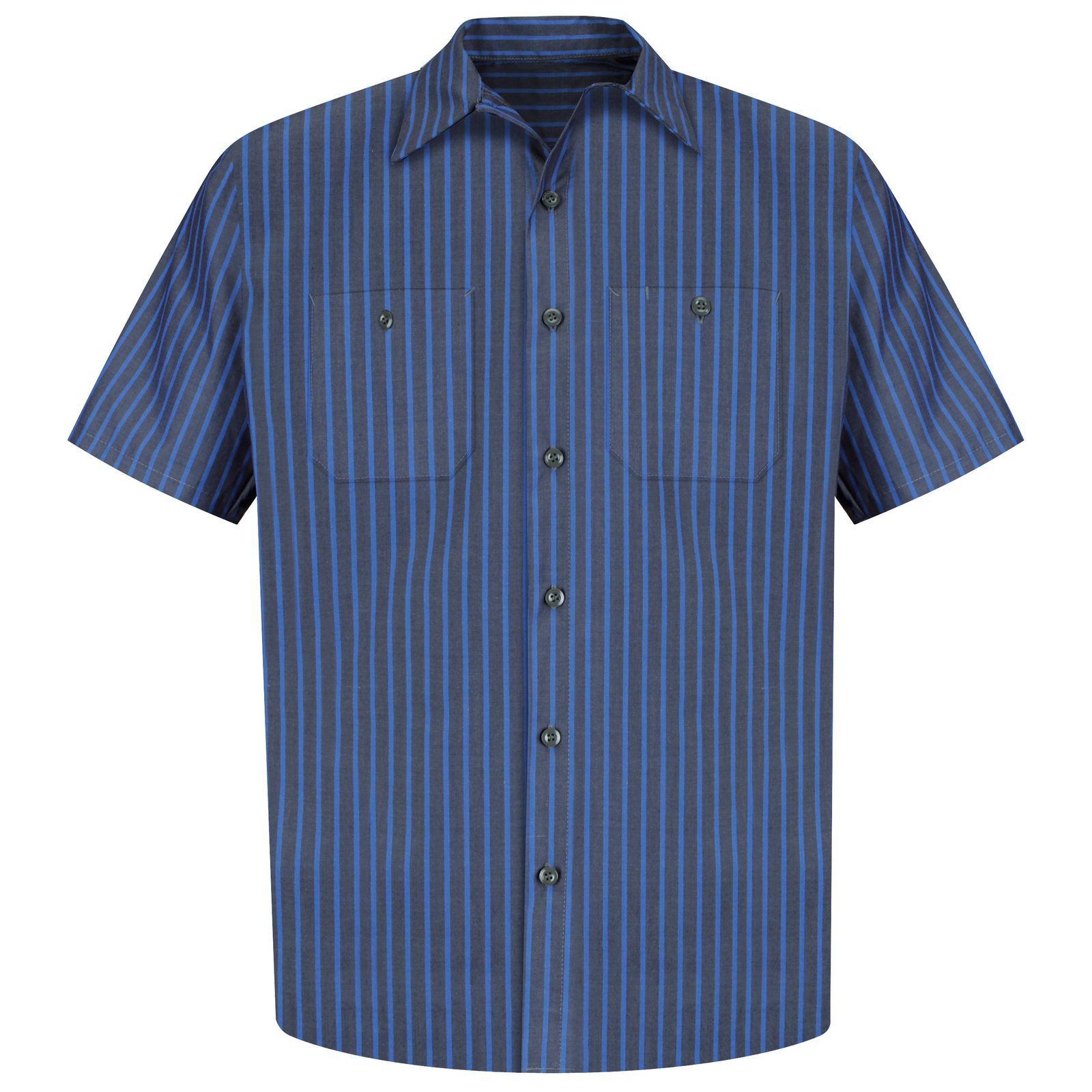 Men's Short Sleeve Industrial Stripe Work Shirt - Image 2