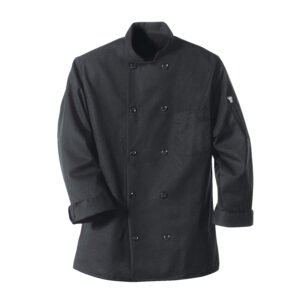Black Chef Coat Ten Pearl Buttons