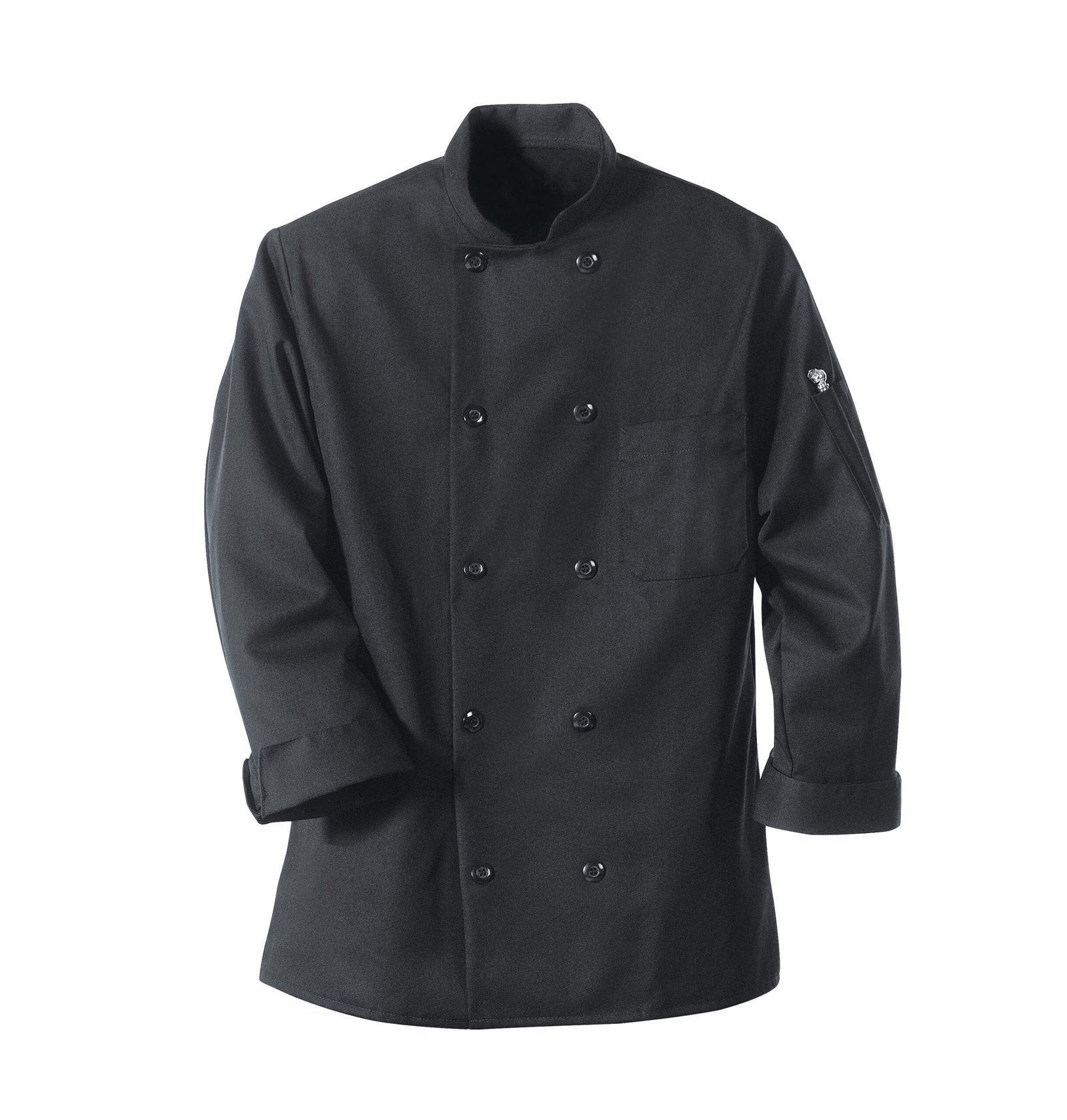 Black Chef Coat Ten Pearl Buttons
