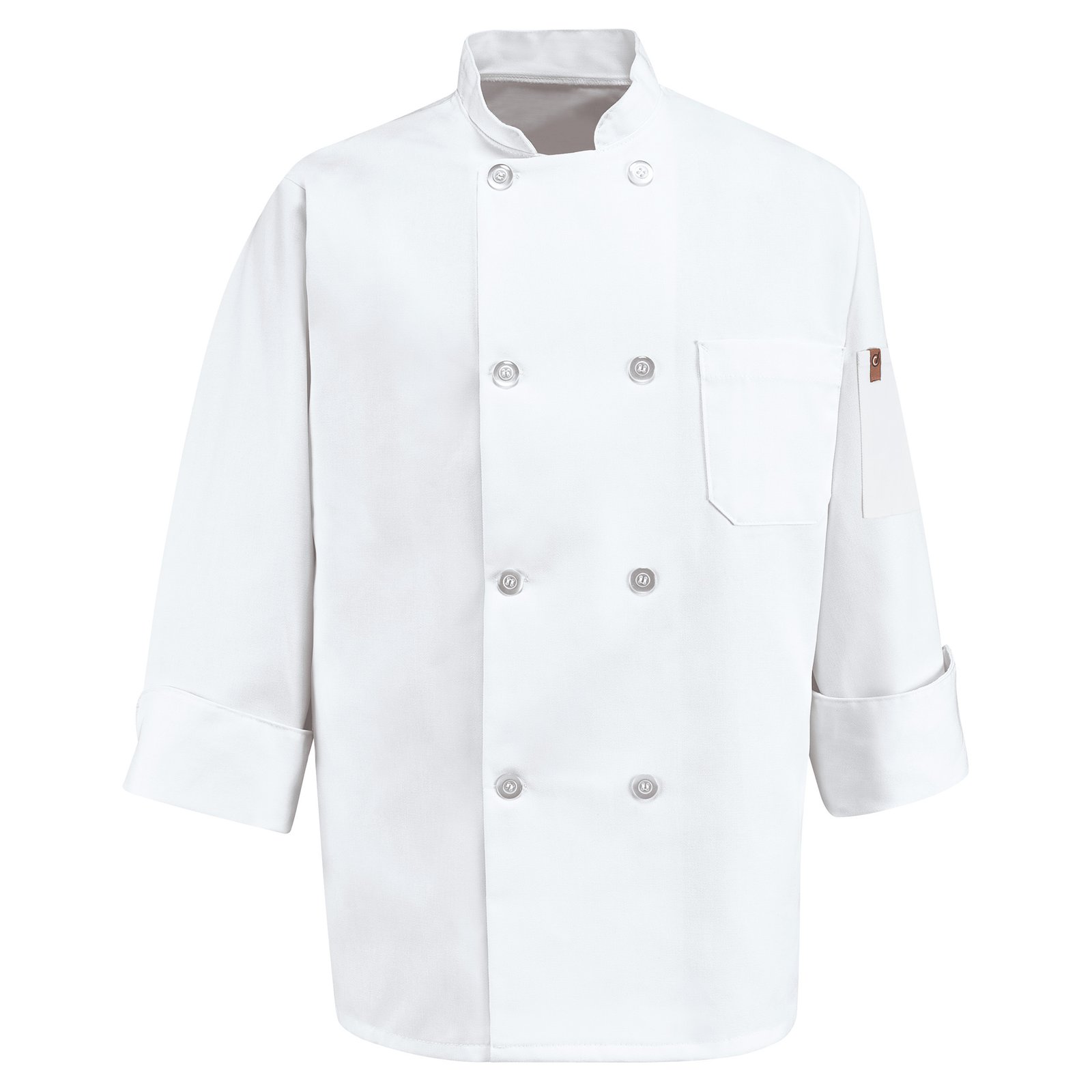 Eight Pearl Button Chef Coat with Thermometer Pocket