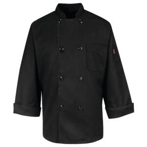 Eight Pearl Button Black Chef Coat
