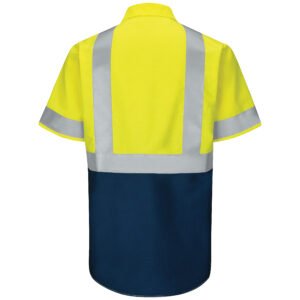 Men's High Visibility Short Sleeve Color Block Ripstop Work Shirt - Type R, Class 2